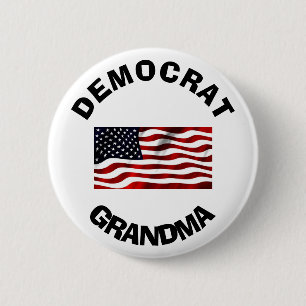 Democrat Grandma Button with American Flag
