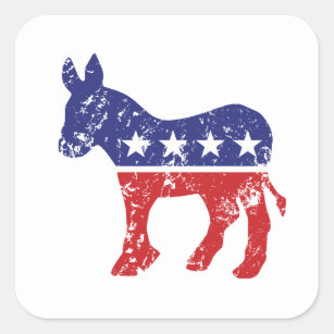 Democrat Original Donkey Distressed Square Sticker