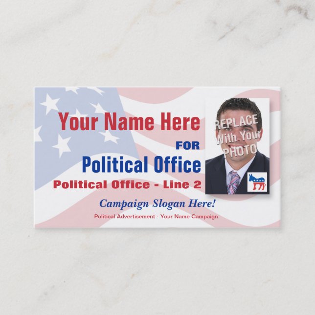 Democrat Political Election Campaign Business Card (Front)