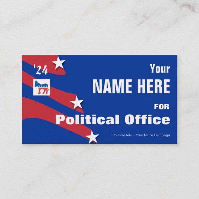 Democrat - Political Election Campaign Business Card (Front)