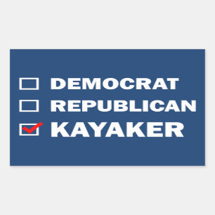 Democrat Republican Kayaker Rectangular Sticker