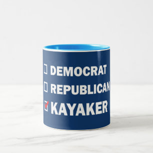 Democrat Republican Kayaker Two-Tone Coffee Mug