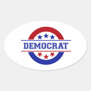 Democrat Stamp Logo Blue Oval Sticker