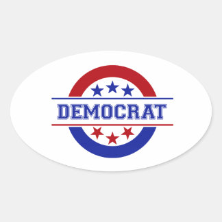 Democrat Stamp Logo Blue Oval Sticker