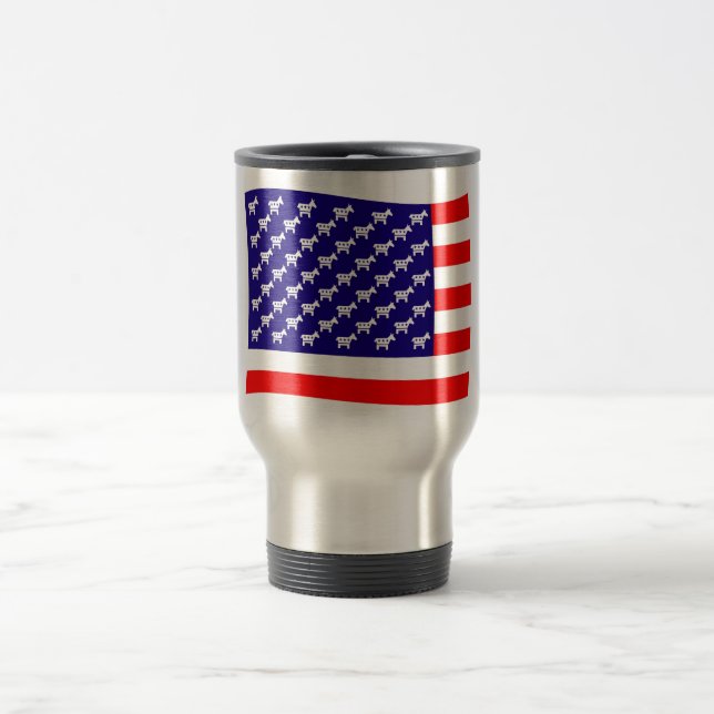 Democrat Stars and Stripes Flag Travel Mug (Center)