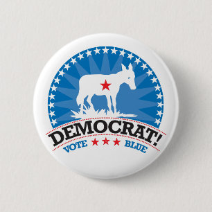 Democrat! Vote Blue! 6 Cm Round Badge