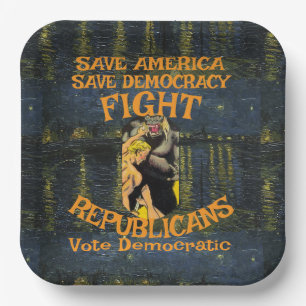 DEMOCRAT ZL X1 KP PARTY VOTE ELECTION COST TEE PAPER PLATE