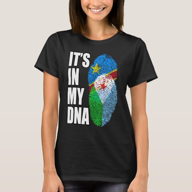 Democratic Congolese And Djiboutian Mix DNA Flag H T-Shirt (Front)
