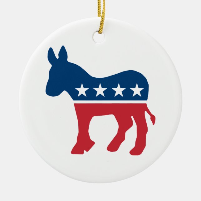 Democratic Donkey Ceramic Tree Decoration (Front)