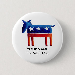 Democratic Donkey Custom Name Or Message 6 Cm Round Badge