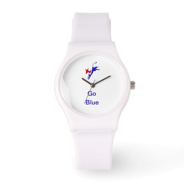 Democratic Donkey & Go Blue White Watch (Front)