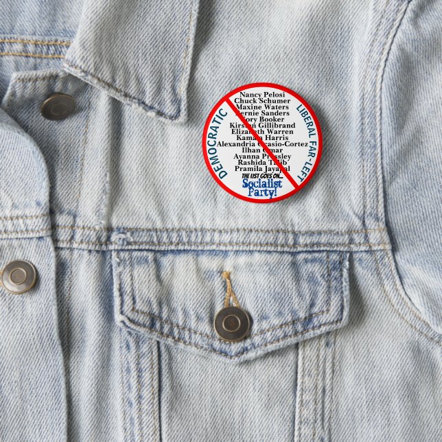 Democratic Far Left USA EDIT Details Any Party 6 Cm Round Badge (In Situ)
