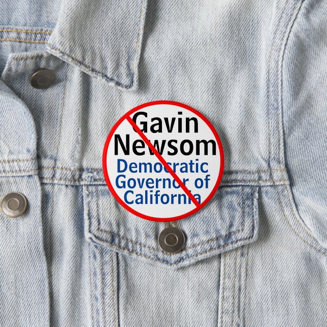 Democratic Gavin Newsom CA Governor 7.5 Cm Round Badge (In Situ)