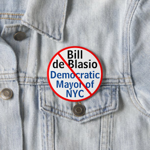 Democratic Mayor de Blasio New York City 7.5 Cm Round Badge