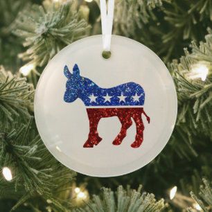 Democratic Party Glass Ornament