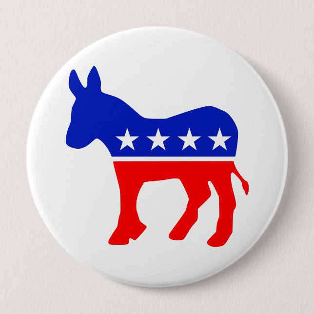 Democratic Party Political Emblem (Donkey) 10 Cm Round Badge (Front)