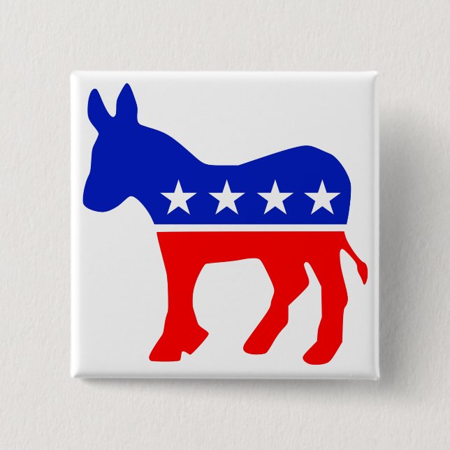 Democratic Party Political Emblem (Donkey) 15 Cm Square Badge (Front)