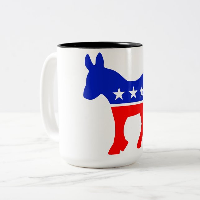 Democratic Party Political Emblem (Donkey) Two-Tone Coffee Mug (Front Left)