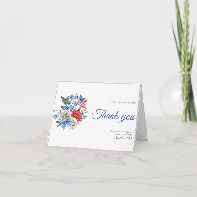Democratic Patriotic Committee Donor Volunteer Thank You Card (Front)