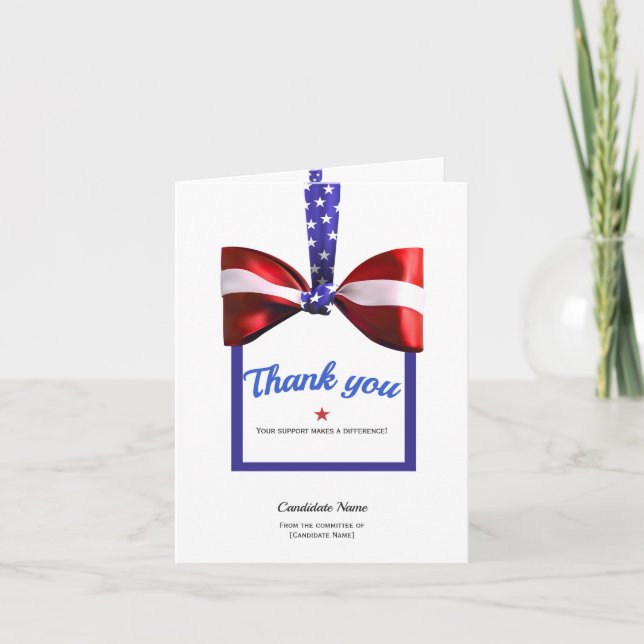 Democratic Patriotic Holiday Donor Volunteer Thank You Card (Front)