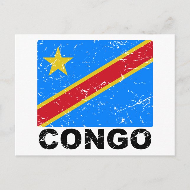 Democratic Republic of Congo Vintage Flag Postcard (Front)
