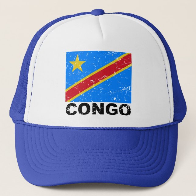 Democratic Republic of Congo Vintage Flag Trucker Hat (Front)