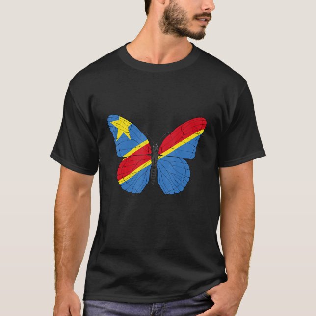 Democratic Republic Of The Congo Flag Butterfly Co T-Shirt (Front)