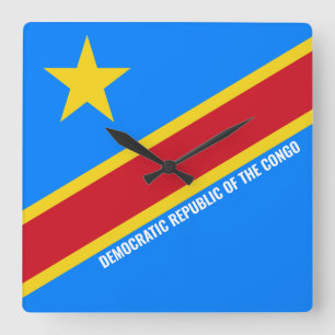 Democratic Republic of the Congo Flag Dazzling Square Wall Clock