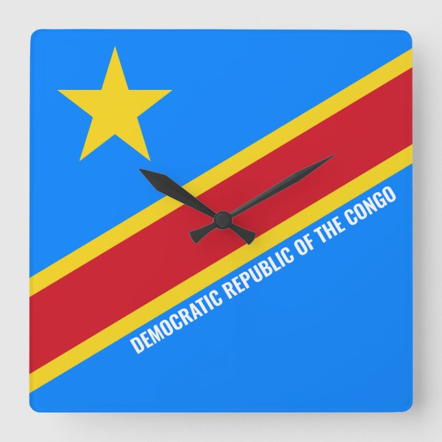 Democratic Republic of the Congo Flag Dazzling Square Wall Clock (Front)