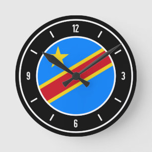 Democratic Republic of the Congo Flag Elegant Round Clock