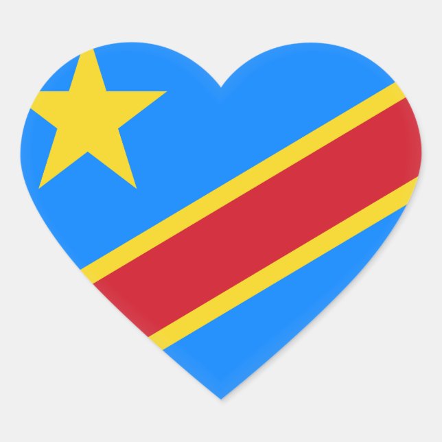 Democratic Republic of the Congo Flag Heart Sticker (Front)