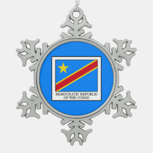 Democratic Republic of the Congo Snowflake Pewter Christmas Ornament
