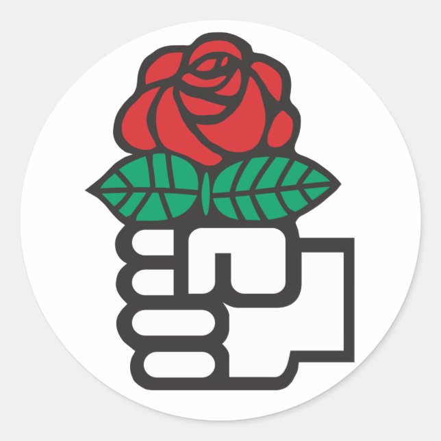 Democratic Socialism (The Fist and Rose Symbol) Classic Round Sticker (Front)