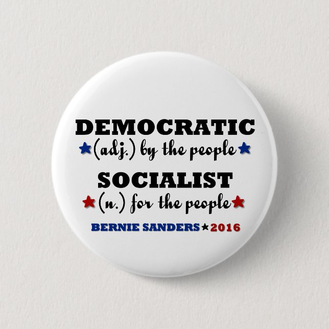 Democratic Socialist Bernie Sanders 6 Cm Round Badge (Front)
