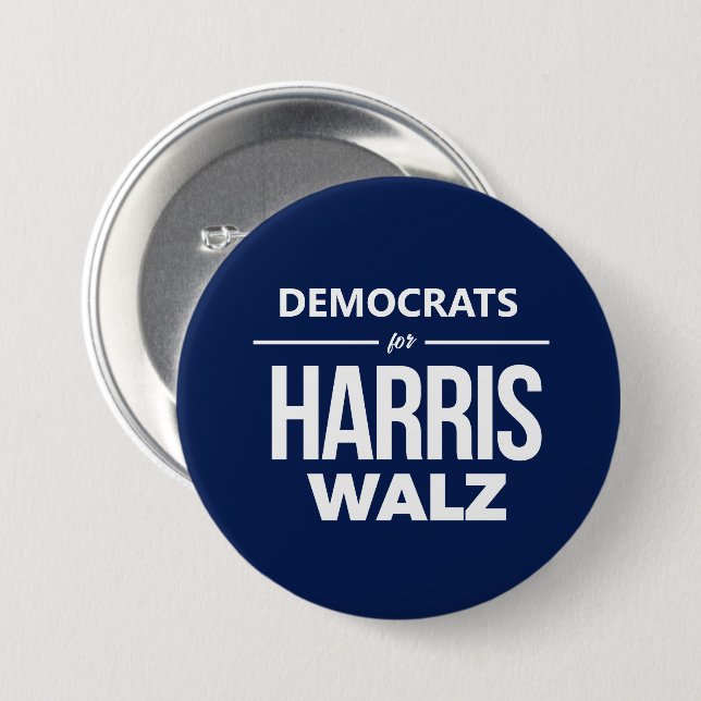 Democrats for Harris Walz 7.5 Cm Round Badge (Front & Back)
