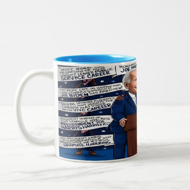 Democrats Honour Biden, Embrace Harris - 11oz Cera Two-Tone Coffee Mug (Left)