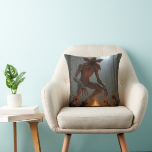 Demogorgon Creatures Around a Campfire Cushion