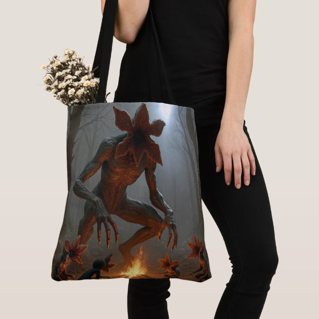 Demogorgon Creatures Around a Campfire Tote Bag (Close Up)