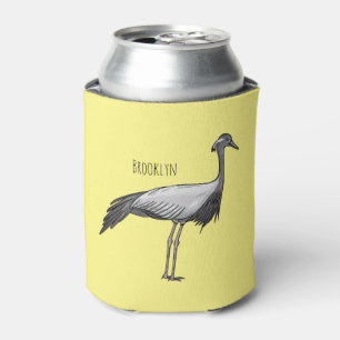 Demoiselle crane bird cartoon illustration can cooler