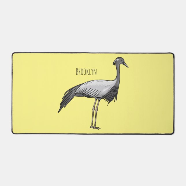 Demoiselle crane bird cartoon illustration  desk mat (Front)