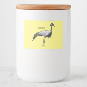 Demoiselle crane bird cartoon illustration food label