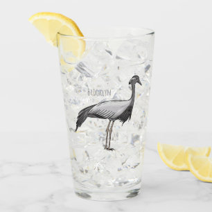 Demoiselle crane bird cartoon illustration glass