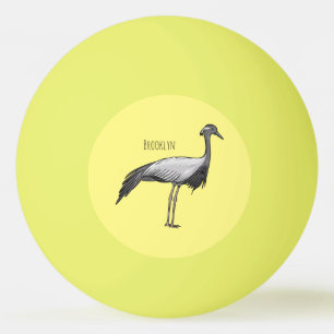 Demoiselle crane bird cartoon illustration ping pong ball