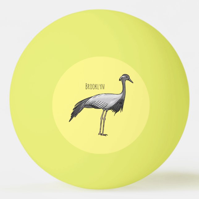Demoiselle crane bird cartoon illustration ping pong ball (Front)