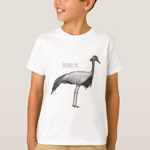 Demoiselle crane bird cartoon illustration T-Shirt