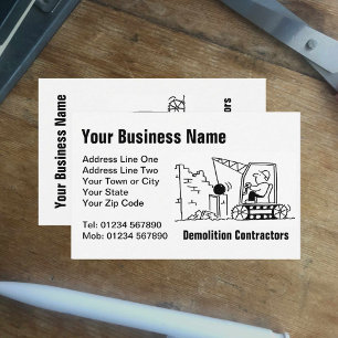 Demolition Contractors Cartoon Business Card