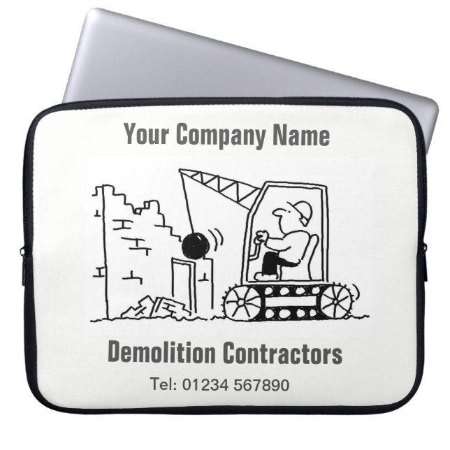 Demolition Contractors Cartoon Computer Sleeve (Front)
