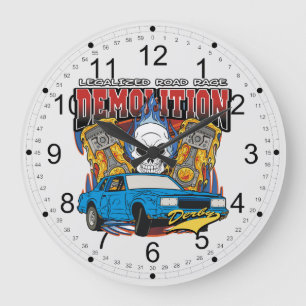 Demolition Derby Large Clock