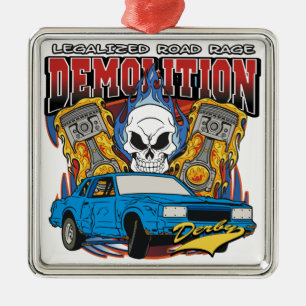 Demolition Derby Metal Tree Decoration