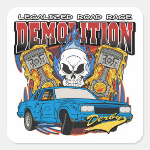 Demolition Derby Square Sticker